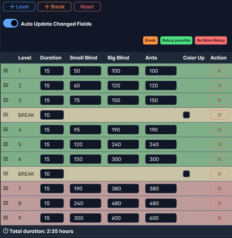 tournament setup screenshot