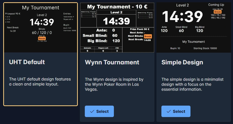 tournament controls screenshot