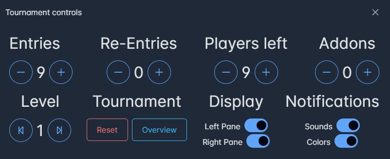 tournament controls screenshot